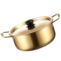 Pans Instant Noodle Instant Korean Cooking Pot Steel Cookware Large Cooking with Lid