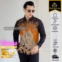 Baju batik pria lengan panjang premium modern slimfit batik kertojoyo KJ042 bahan katun primisama fu