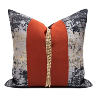 Modern Red Gery Black Gradient Cushion Cover Set 45x45cm Decorative Metal Tassel Pillowcase For Sofa Chair Home Decor