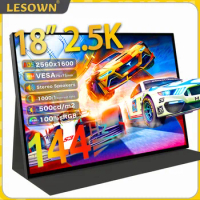 LESOWN USB Monitor 144Hz 2.5K HDMI Extend 18 inch 2560x1600 Gamer Computer Gaming Secondary Screen Display with VESA USB C IPS
