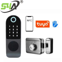 Tuya APP WiFi Smart Home Electronic Electric Keyless Keypad Deadbolt Door Rim Lock Fingerprint Door Lock