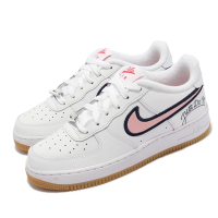 Nike 休閒鞋 Air Force 1 LV8 GS 女鞋 經典款 皮革 刺繡字母 膠底 大童 白 粉 DB4542-100