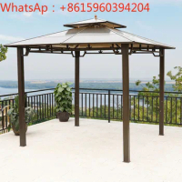 Outdoor awning PVC sun panel aluminum alloy gazebo tent villa courtyard canopy with sitting board four-post pavilion