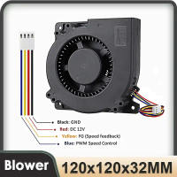 แฟนพัดลมระบายความร้อนแบบแรงเหวี่ยง Gdstime 12032 DC 12V 4Pin FG ฟังก์ชัน PWM ลูกคู่ ขนาด 120 มม. 120