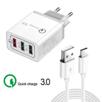 For LG V50 ThinQ 5G V40 V30 G7 G8 Motorola Z Play QC 3.0 USB Quick Charge Phone Charger Type C Cable for huawei P20 lite P30 Pro