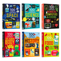 6books Usborne 100 Things To Know about Science Space Food History Human Body Numbers Kids Baby Hardcover Book Sets In English