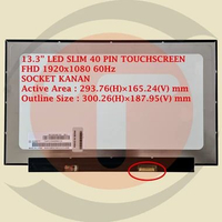 LCD LED Untuk Laptop 13.3" SLIM 40 PIN FHD Touchscreen 1920x1080 60Hz Tanpa Kuping No Screw B133HAN0