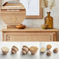 1PC Cupboard Dresser Wooden Knob Door Handle Drawer Pull Woven Mushroom Creative Furniture Hardware