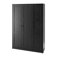 RAKKESTAD 三門衣櫃/衣櫥, 黑棕色, 117x176 公分