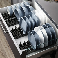 【思憶】廚房抽屜內置碗碟收納架分層分隔櫃內盤子碗盤餐具櫥櫃放碗置物架