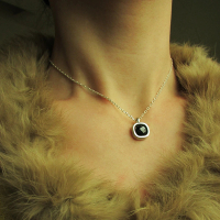 【mittag】dot necklace_點項鍊(黑色 尖晶石 極簡設計 寶石)