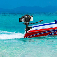 Hangkai 4-Stroke 4 HP Boat Outboard Engine Inflatable Gasoline Boat Outboard Engine Air Cooling System Jet Pump 55cc