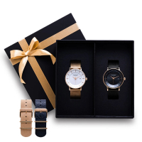 【THEODORA’S 希奧朵拉】[可選色]情人節禮盒-Aurora太陽能對錶+替換錶帶禮盒4入組
