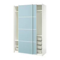 PAX/MEHAMN 滑門衣櫃/衣櫥, 白色/雙面設計 淺藍色, 150x66x236 公分