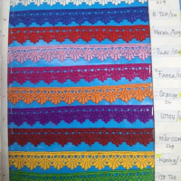 Renda Giper Lebar 2 cm Kain Renda Bordir Giper 228371 Warna Coklat & Hijau untuk Fashion Accessories