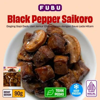 FUBU Black Pepper Saikoro - Steak Cube Sapi dan Jamur Champignon dengan Blackpepper Sauce - Satu Por