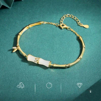 Gelang giok bambu asli gelang segmen bambu giok hetian gelang bangle bambu lapis emas 24k gelang gio
