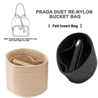 EverToner Felt Insert Bag Organizer for Prada Duet Re-Nylon Bucket Bag Makeup Handbag Organizer Inne