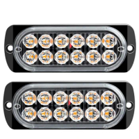 2Pcs LED Strobe Warning Light Strobe Grille Flashing Lightbar Truck Car Beacon Lamp Traffic Light 12V 24V Amber Yellow