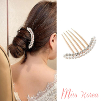 【MISS KOREA】珍珠髮簪 水鑽髮簪/韓國設計優雅氣質珍珠水鑽髮梳 盤髮梳 髮簪(3款任選)