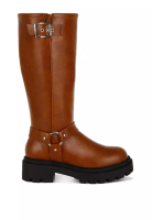 London Rag 棕褐色馬具細節長靴