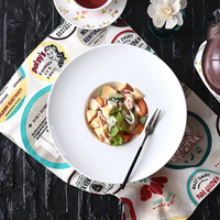 陶瓷深盤冷菜盤歐式簡約創意餐具意面意粉盤10寸西餐盤草帽盤