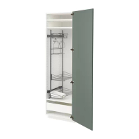 METOD/MAXIMERA 高櫃附清潔用品收納架, 白色/bodarp 灰綠色, 60x60x200 公分