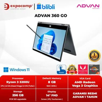 LAPTOP ADVAN 360 GO GREY AMD RYZEN 3-3200U 8GB 256GB 14 INCH FHD IPS TOUCHSCREEN WIN 11 HOME TANPA O