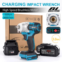 Brushless Electric Impact Wrench Rechargeable Cordless Hand Drill 520N. m Impact Driver Power Tool For Makita 18V Battery