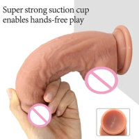 FXINBA 21cm Thickened Realistic Dildo with Suction Cup Huge Penis Sex Toy Flexible G-spot Dildo for Women with Curved Shaft Ball