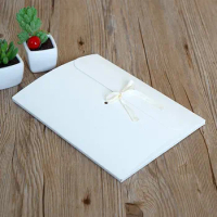 20pcs White/Brown Paper Box with ribbon Kraft Gift Envelope Box Party Scarf/Present Packaging Box Cardboard Postcard Box Carton