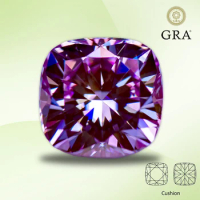 Moissanite Stone Sakura Pink Color Diamond Cushion Cut Lab Created Gemstone for DIY Charms Women Jewelry Making with GRA Report