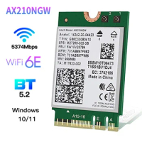 Intel AX210 WiFi 6 Card Adapter Bluetooth 5.2 AX210NGW 2400Mbps 802.11AX Wireless M.2 NGFF Wi-Fi6E Wireless Network Card