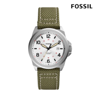 【FOSSIL 官方旗艦館】Bronson 簡約復古日曆男錶 綠色尼龍錶帶 指針手錶 40MM FS5918