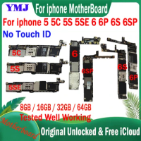 Full Unlocked For iphone 5 5C 5S SE 6 6Plus 6S 6S Plus Motherboard With IOS Original Good Tested Mainboard Clean iCloud Plate