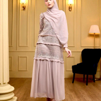 Harmony Dress Creamy Flower (Ivory) – bellvaniasarale Gamis ivory elegan, dress pesta premium, baju 