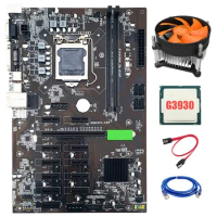 BTC-B250 Mining Motherboard 12 PCI-E16X Graph Card LGA 1151 DDR4 SATA3.0 With G3930 CPU+Cooling Fan For Bitcoin Miner