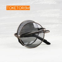 Toketorism Photochromic Sunglasses Foldable Polarized Glasses For Driving Outdoor Round Men's Sun Glasses 007