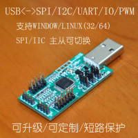 USB to UART, I2C, SPI (with 4 ADC, 4 PWM, 8 Digital IO, and NRF2401 Testing Software)