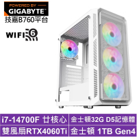 技嘉B760平台[雷光少校]i7-14700F/RTX 4060TI/32G/1TB_SSD