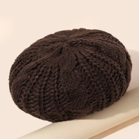 New Fried Dough Twists Big Bud Knitted Hat Windproof and Cold proof Women's Woolen Berets in Autumn and Winter