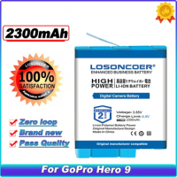 LOSONCOER 2300mAh For go pro hero 9 Battery Charger / for GoPro Hero 9 Black Li-ion AHDBT-901 Batteria Camera Accessories