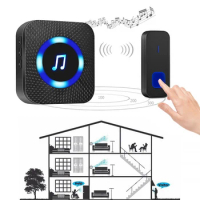 Smart Home Doorbell Wireless Security Doorbell IP55 Waterproof Outdoor Door Bell 55 Ringtone 5 Volume Adjustable Chime Kit