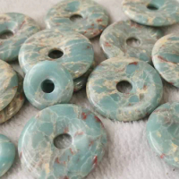 2pcs Natural snake japser Stone, aqua blue , Polished Stone, Natural Gemstone Donut Component, Semi Precious Mineral Stone 25-40