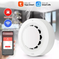 Tuya Smart WiFi Smoke Detector Built in Intelligent Photoelectric Sensor Supports APP Remote Notification Smoke Fire Alarm