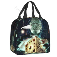 Halloween Horror Movie Pinhead Hellraiser Insulated Lunch Bags For Camping Travel Portable Cooler Thermal Bento Box Women Kids