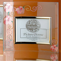 Madiggan玫瑰手工彩繪橫式玻璃相框(粉紅.紫色.金黃三色任選)