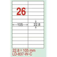 【龍德】LD-837(直角) 雷射、影印專用標籤-紅銅板 22.8x105mm 20大張/包