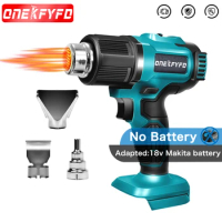 ONEKFYFD Cordless Handheld Hot Air Gun Temperatures Adjustable with 3 Nozzles Electric Heat Gun for Makita 18V Battery