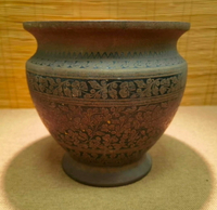 日本老銅花器花盆 三斤多重 可做建水 中古回流 年代物品 多